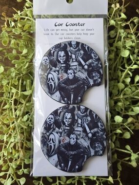 Horror Icons Black Car Coasters - Pack of 2